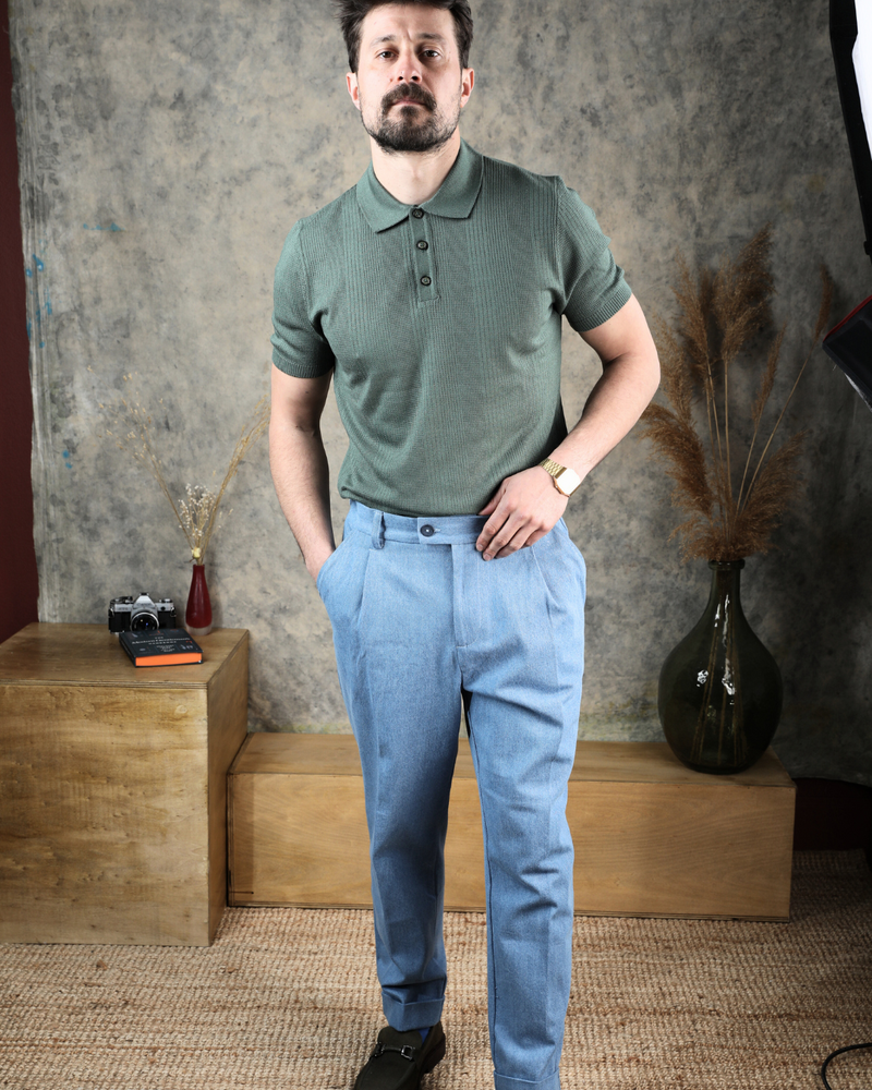 Светлосин дънков панталон