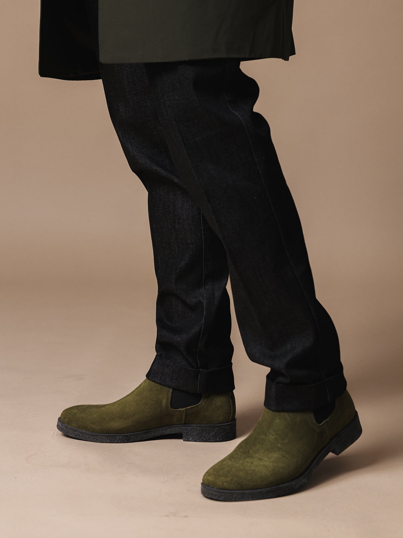 Зелени боти от естествен велур