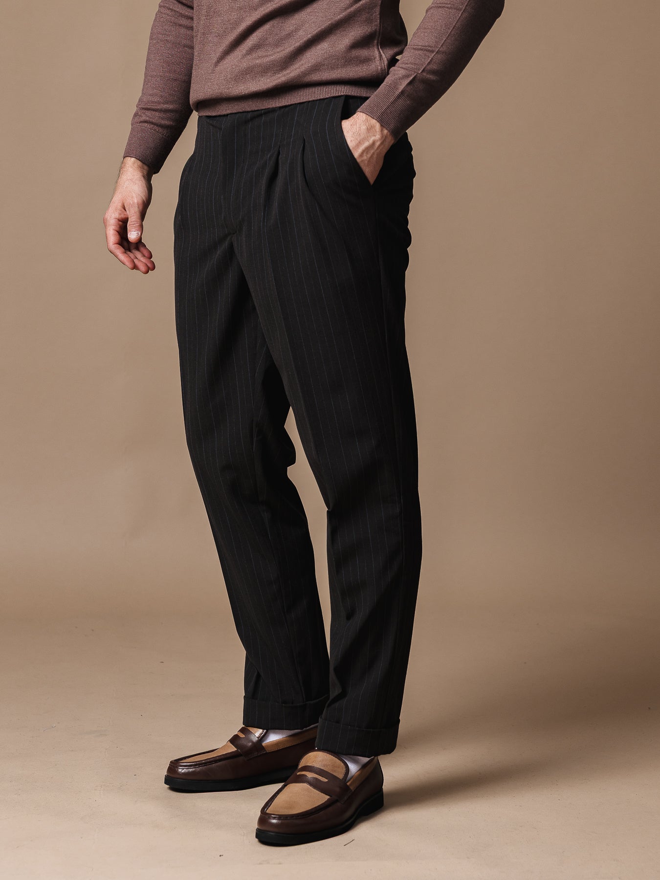 Кафяв раиран панталон тип Гурка