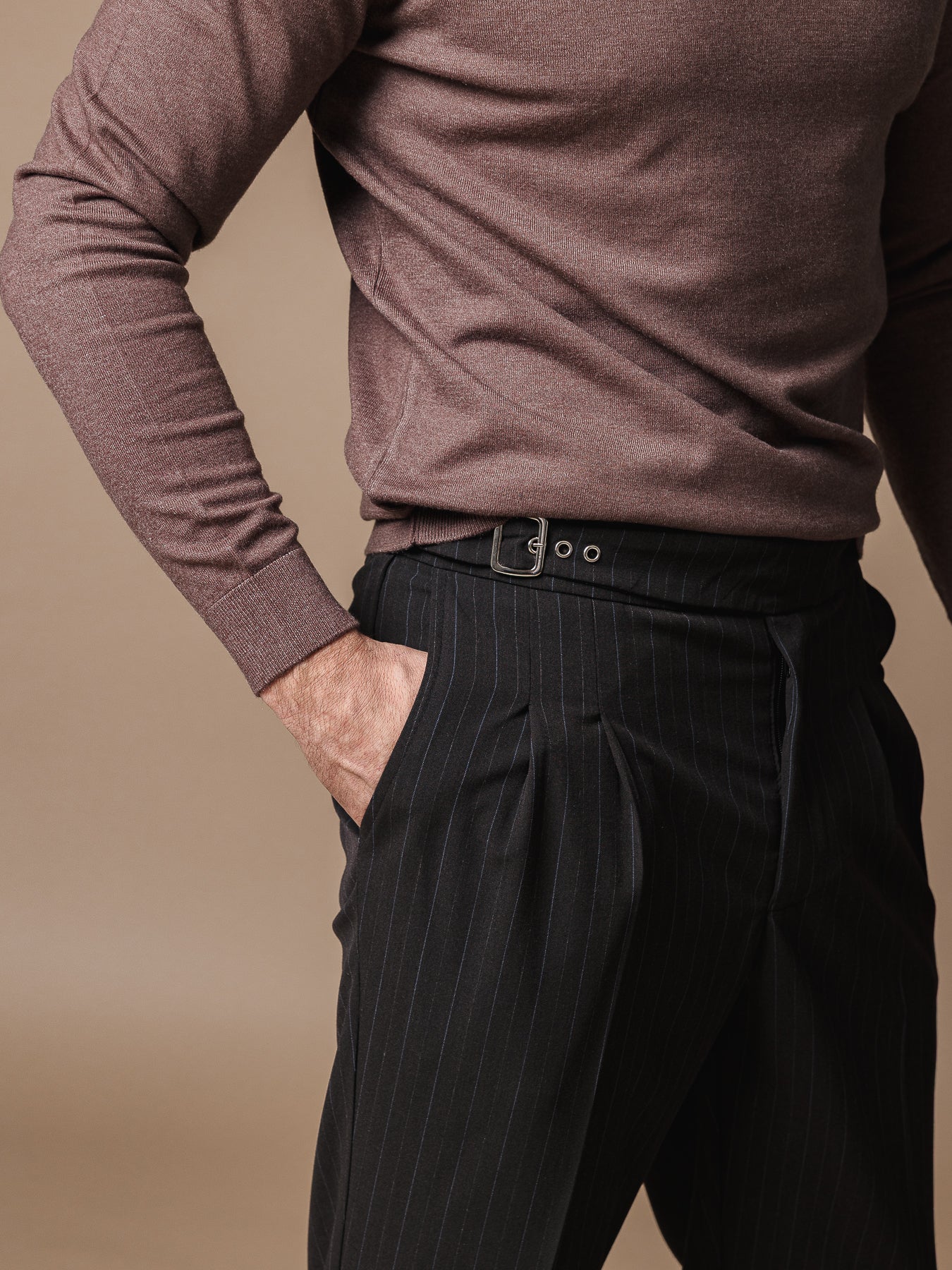 Кафяв раиран панталон тип Гурка