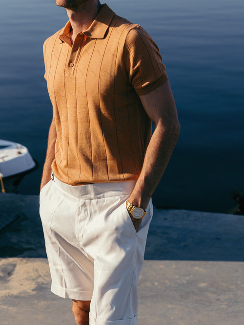 Поло тениска в карамел