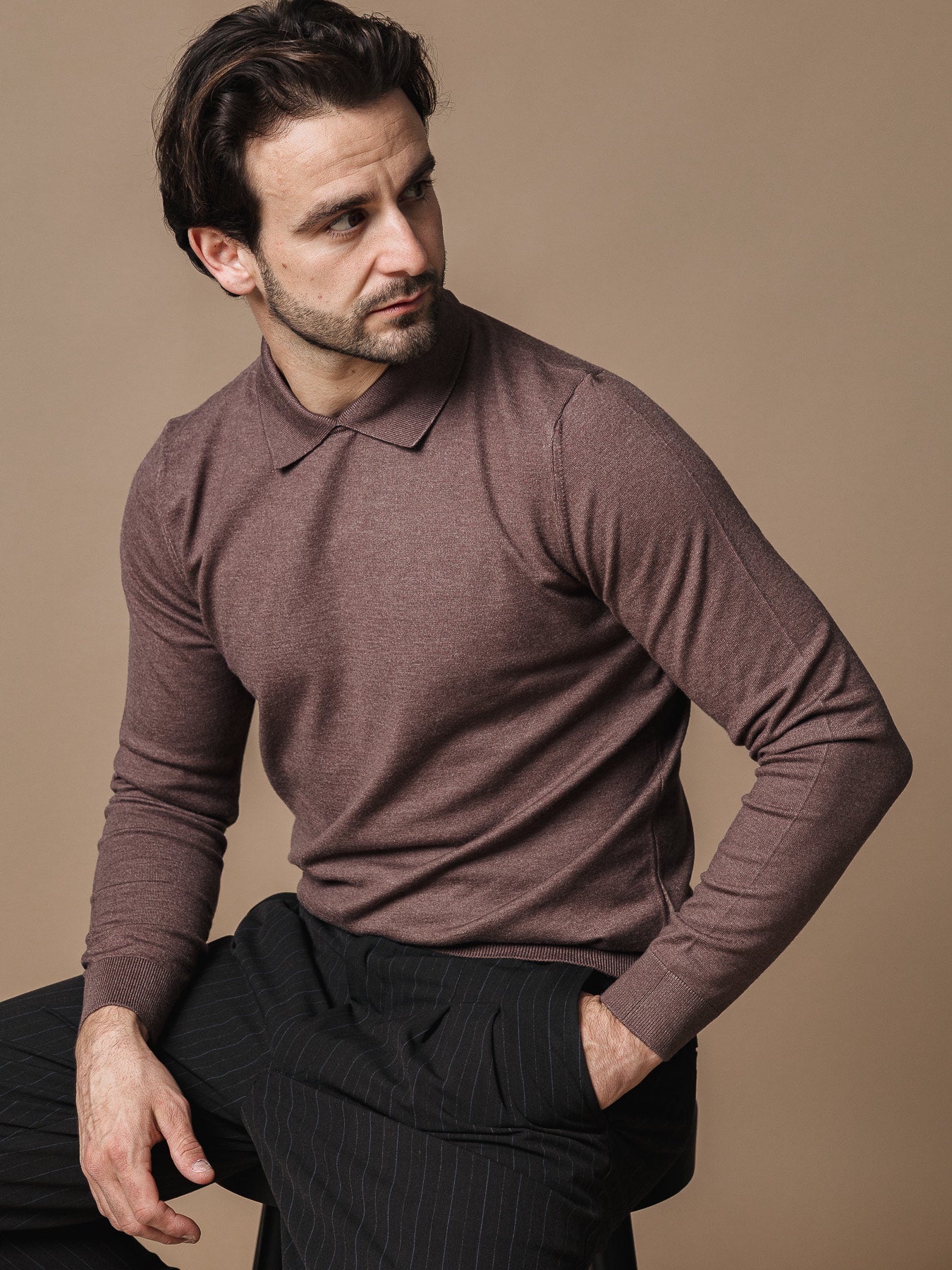 Поло блуза в кафяво